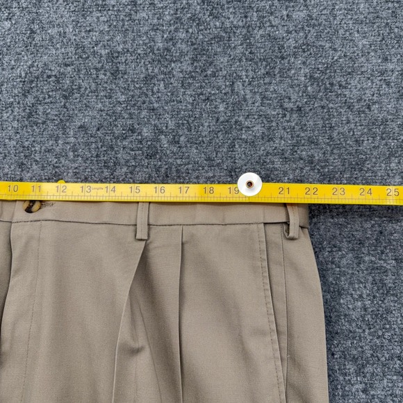 Haggar Mens Khaki Pleated Classic Fit Stretch Twill Dress Pants 44W X 32L - Picture 5 of 7